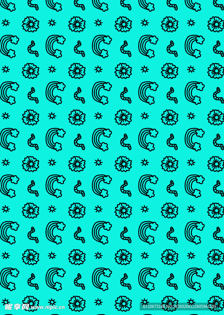 蓝绿色海洋生物图案背景