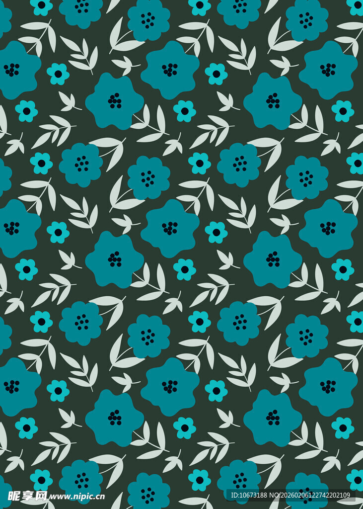 蓝绿花卉图案背景纹理