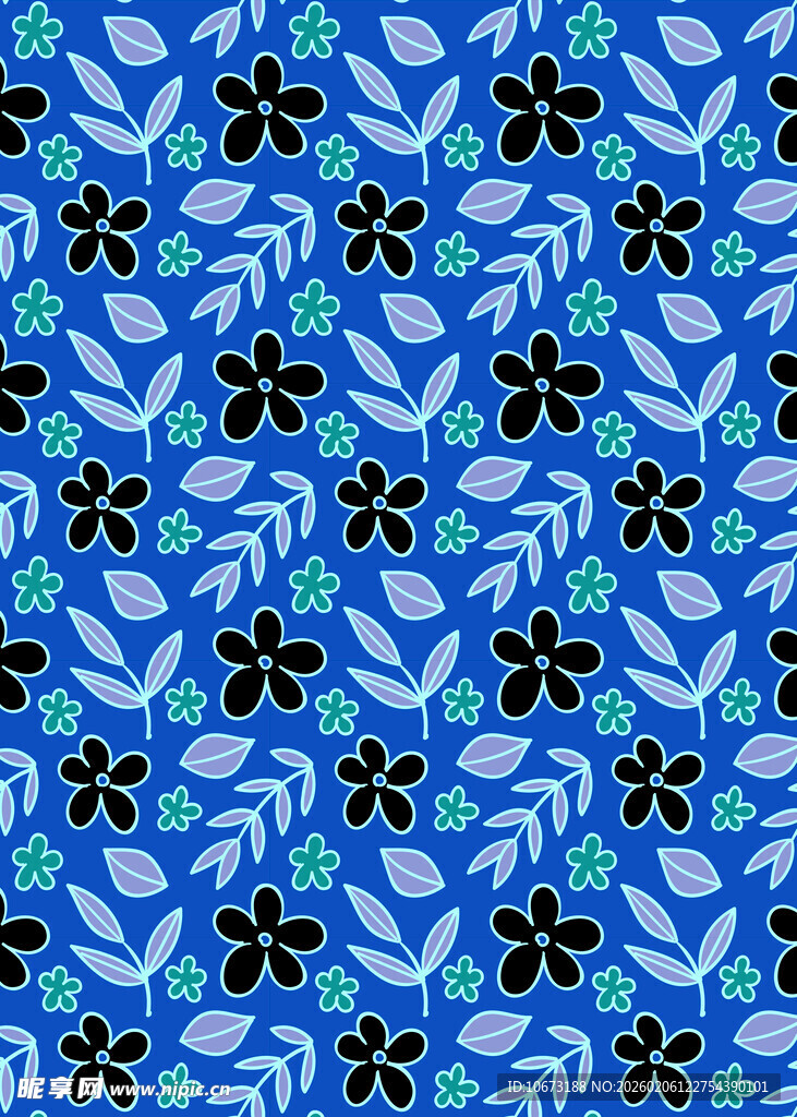 蓝色花卉叶子图案纹理