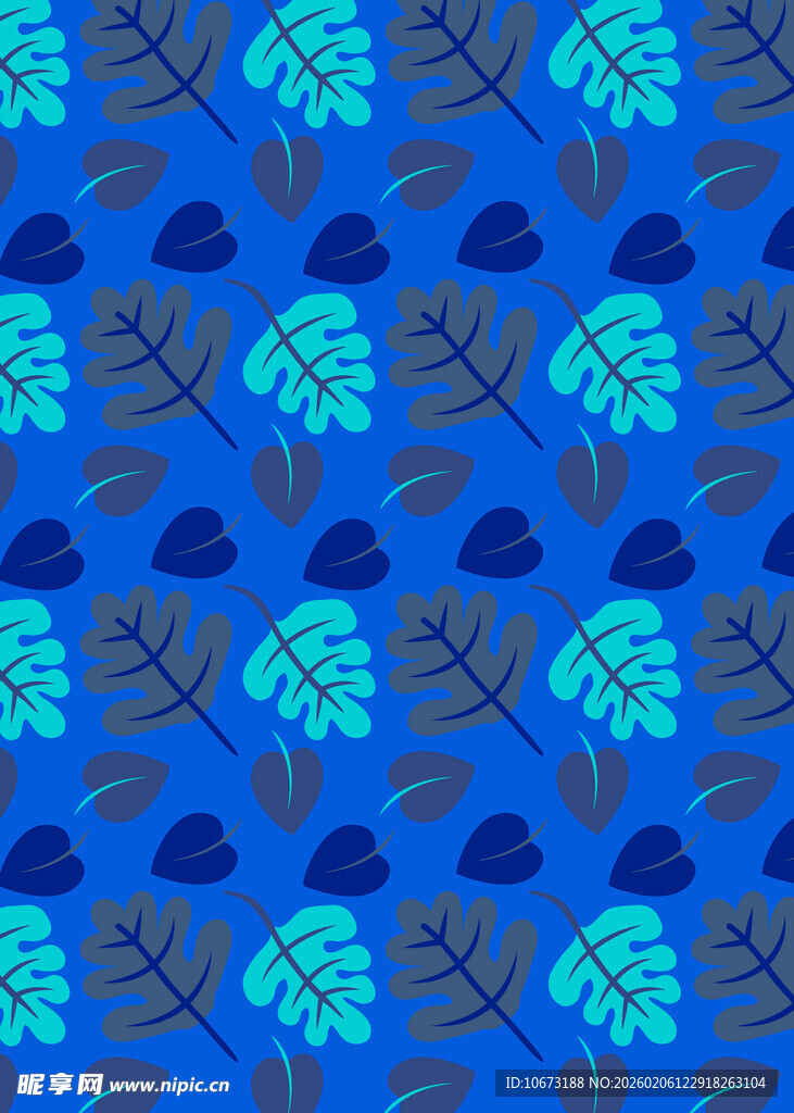 蓝色树叶图案背景纹理