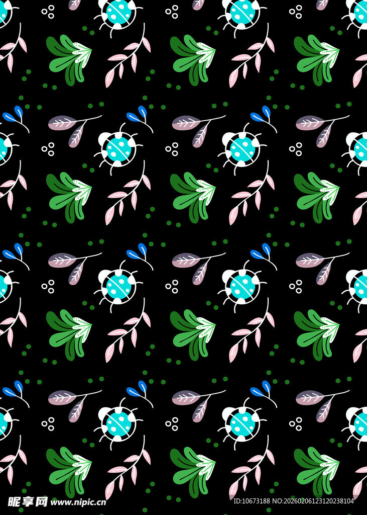 黑色底花卉图案纹理