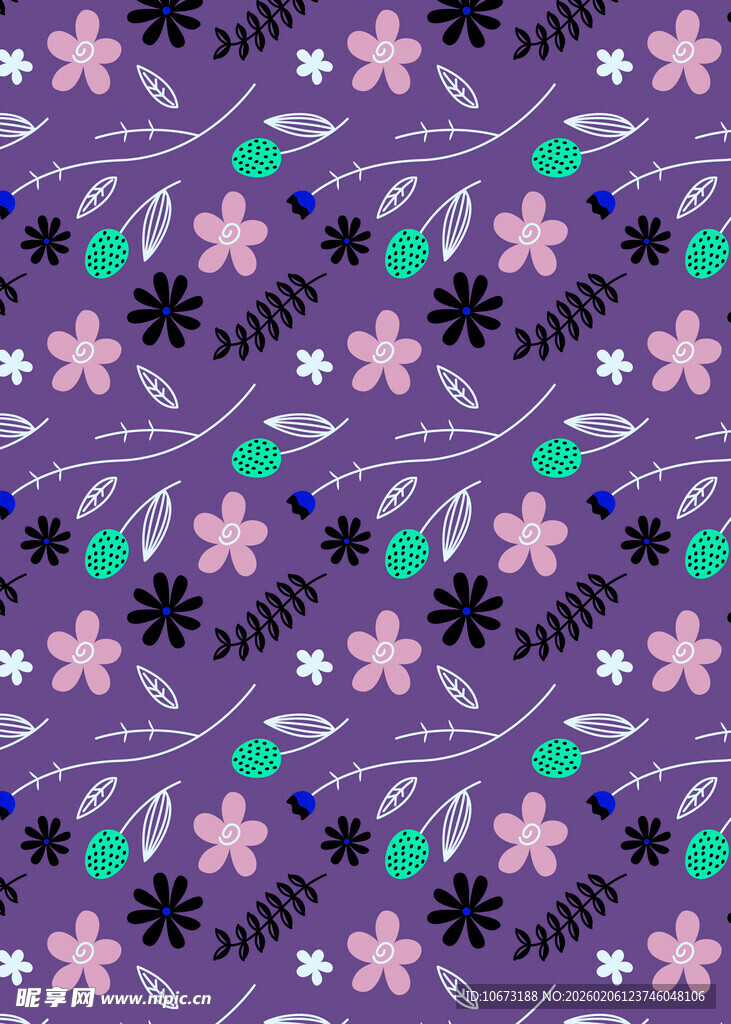 紫色花卉图案无缝背景
