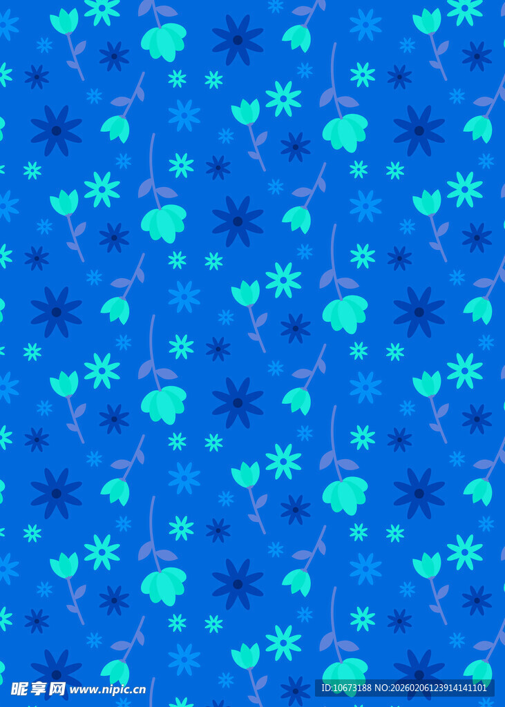 蓝色花卉图案背景纹理
