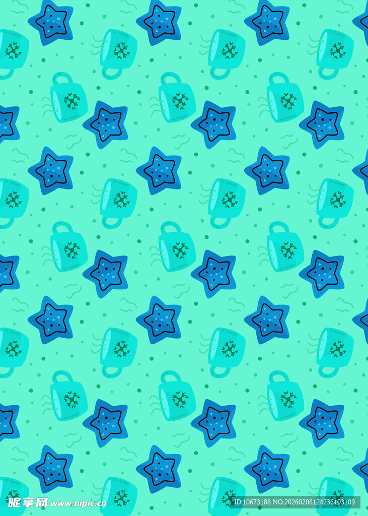 蓝绿星星图案背景