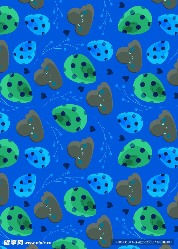 蓝色背景瓢虫图案纹理