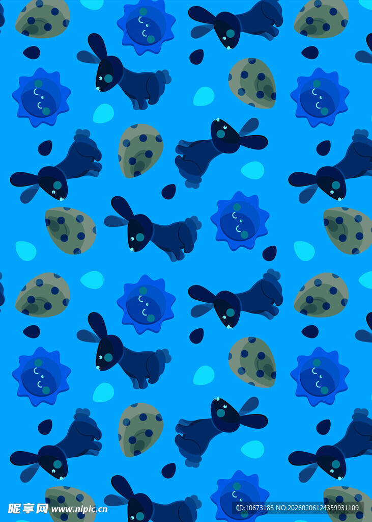 蓝色海洋生物图案背景