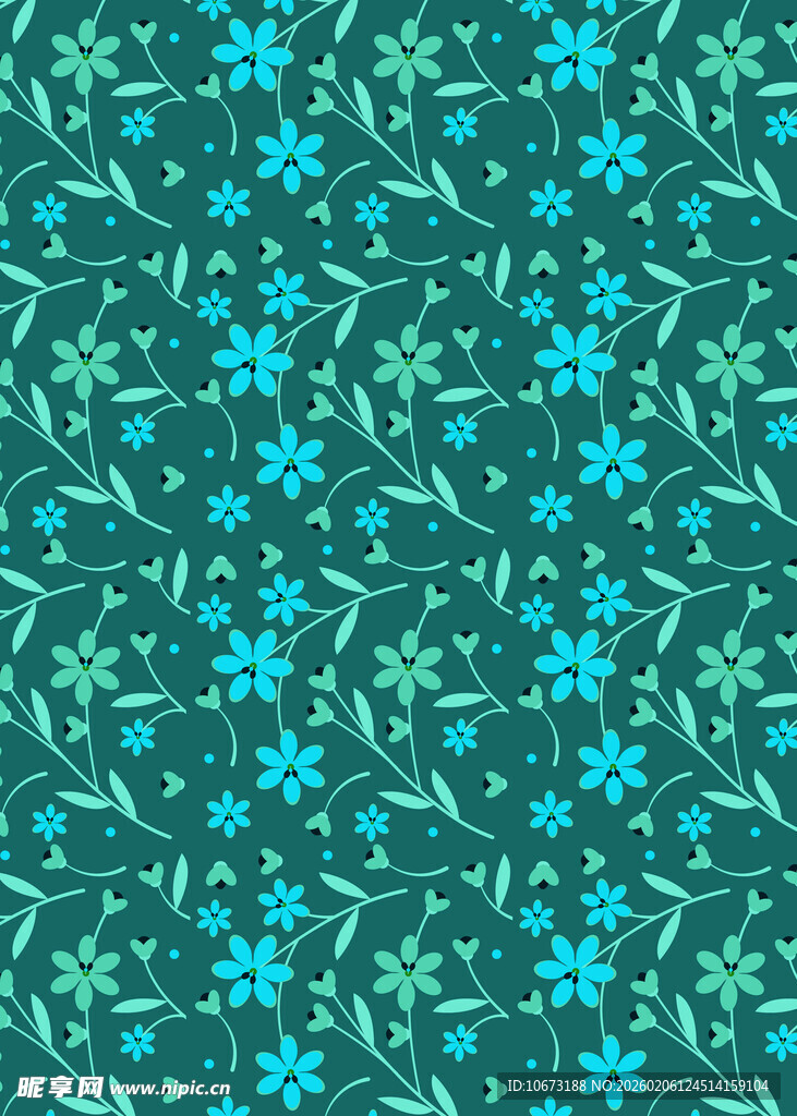 蓝绿花卉图案背景