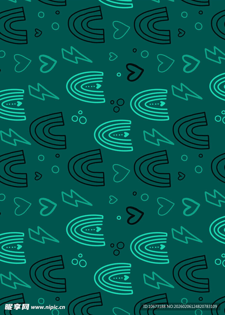 绿色海洋生物图案背景