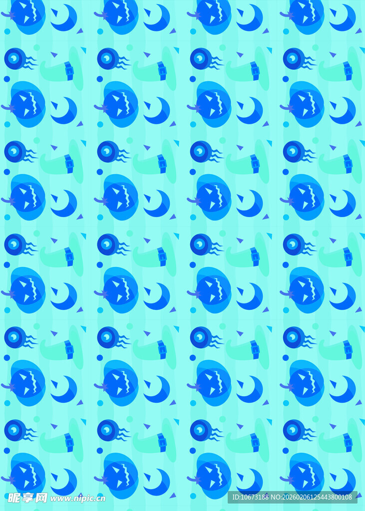 蓝色月亮星星图案背景