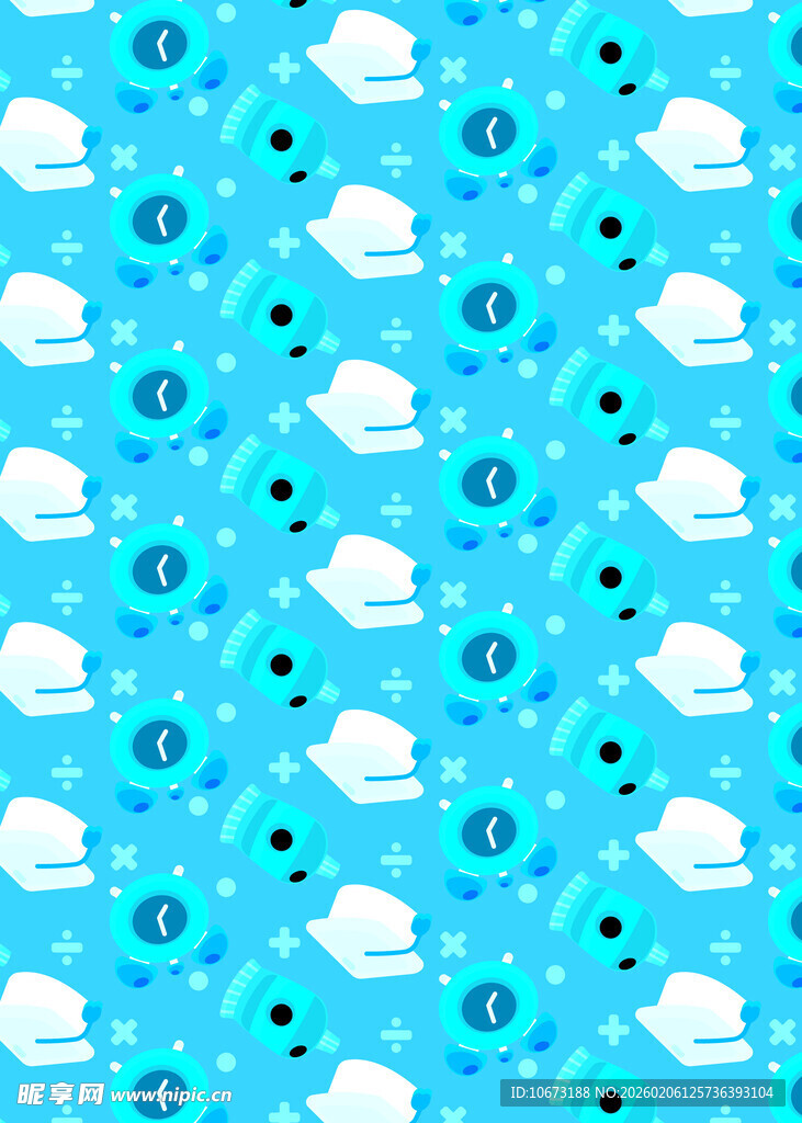 蓝色背景云朵图案设计
