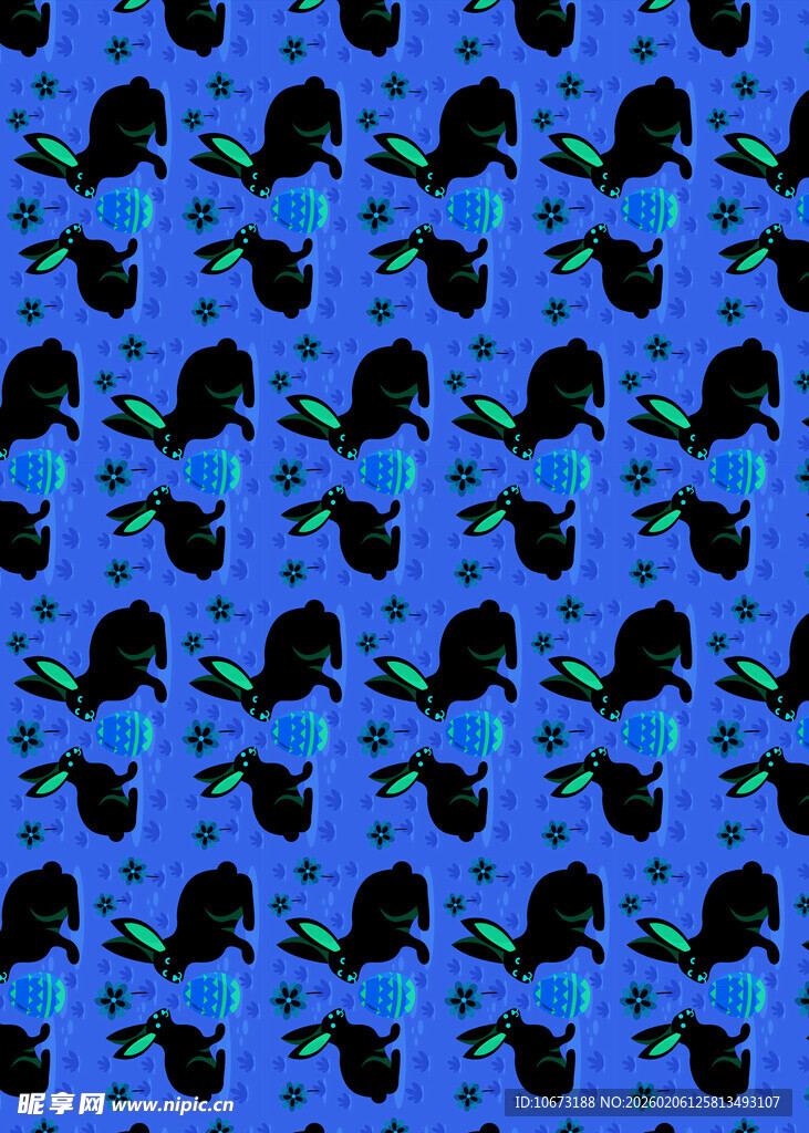 蓝色背景黑猫图案纹理