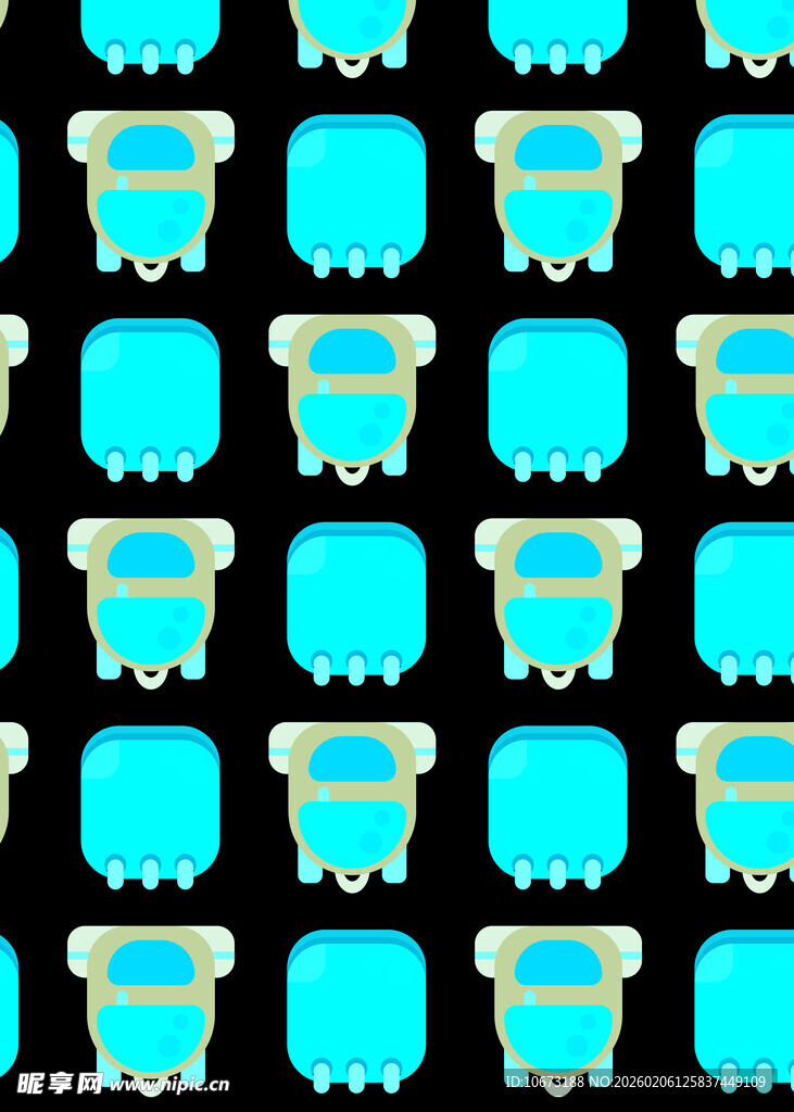 蓝色卡通小火车图案背景