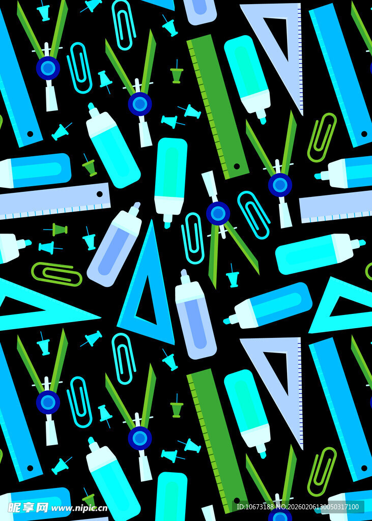 多彩文具图案背景