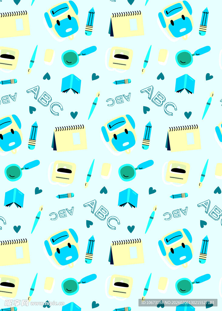 卡通风格电脑元素无缝图案