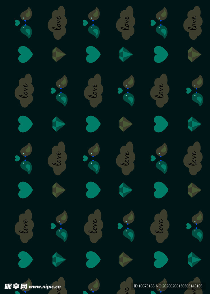 深绿底多彩叶子图案背景