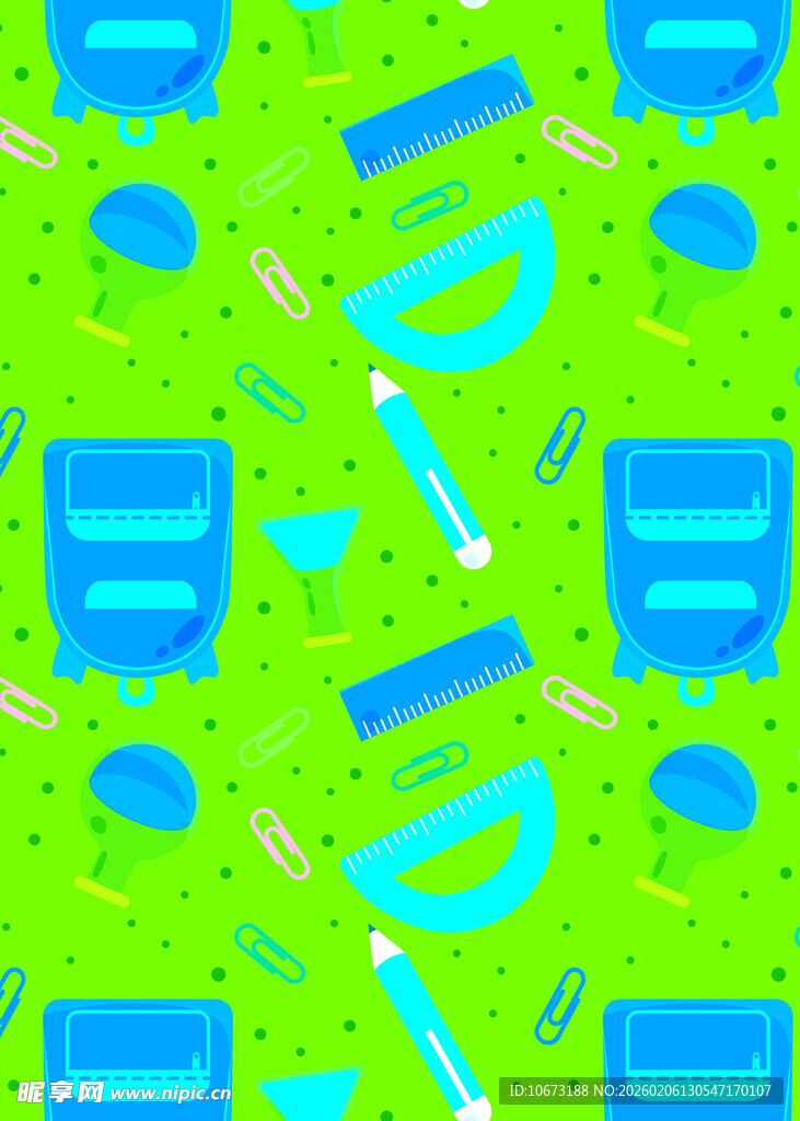 清新蓝绿工具图案背景