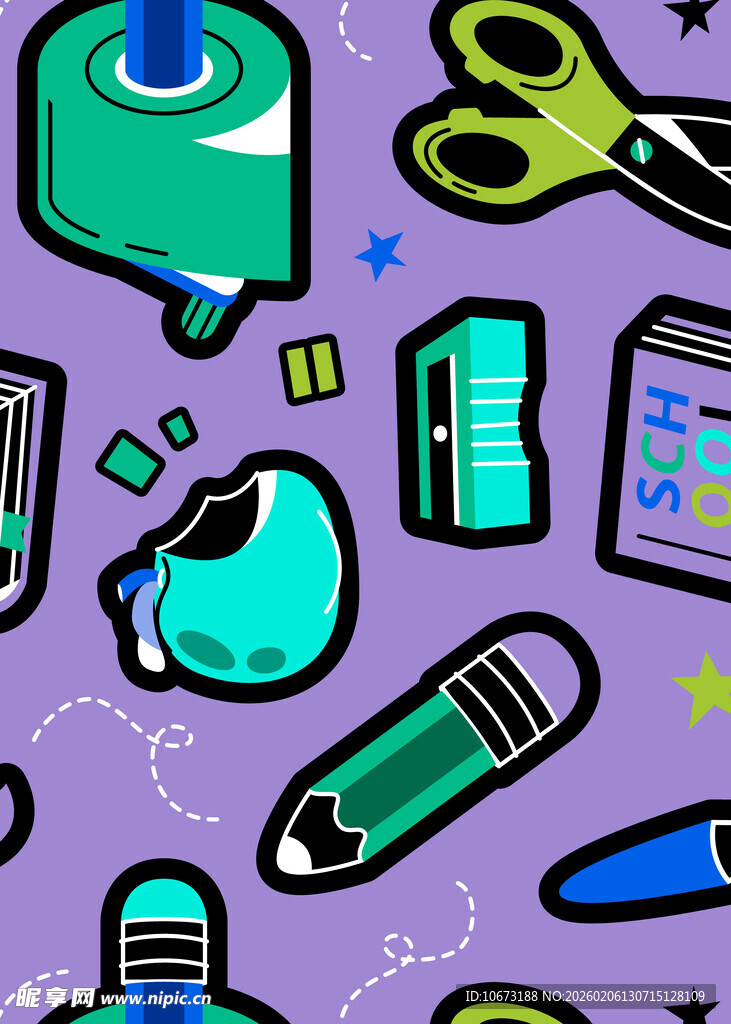 多彩文具图案设计