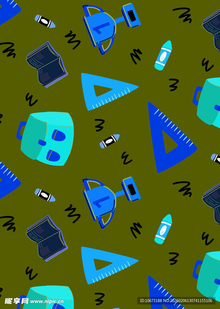 几何文具图案背景设计