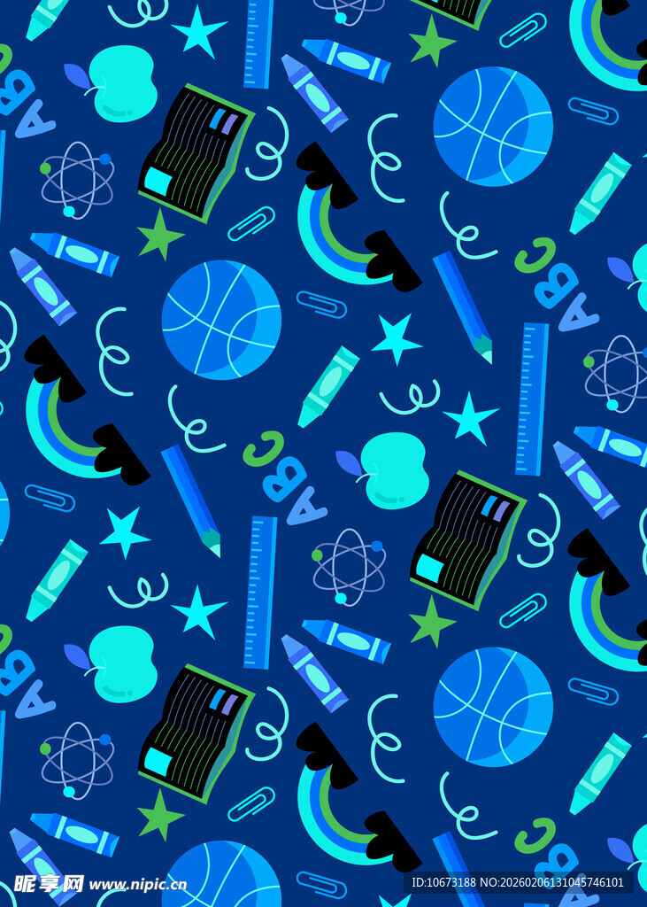 蓝色梦幻宇宙元素图案