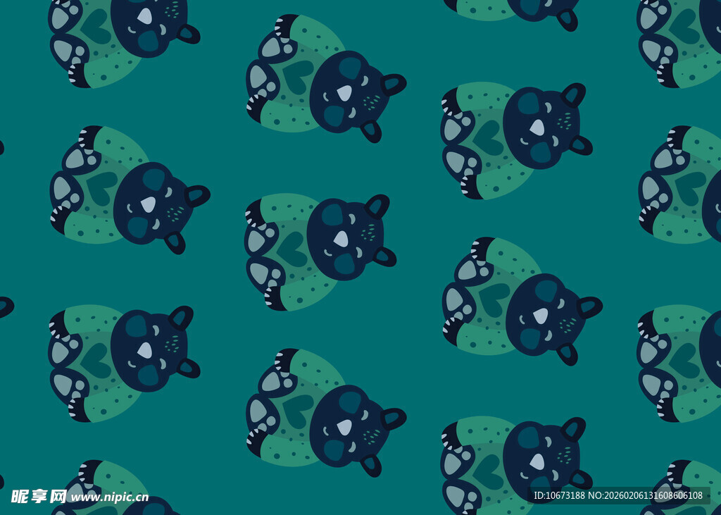 蓝绿相间动物图案背景