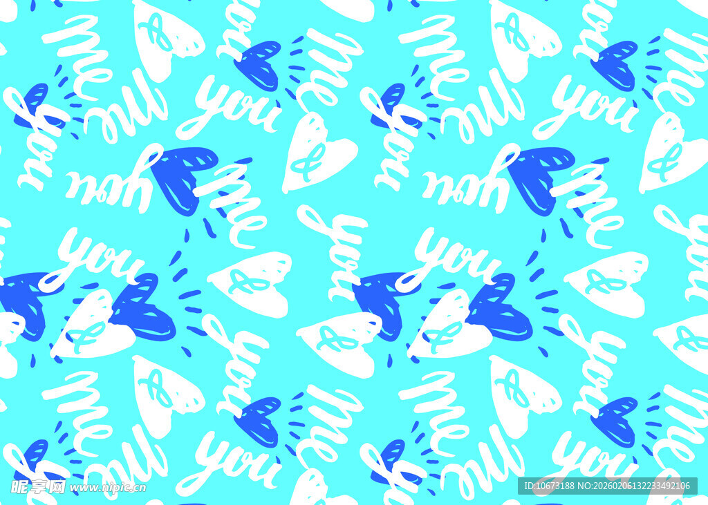 蓝底植物图案纹理背景