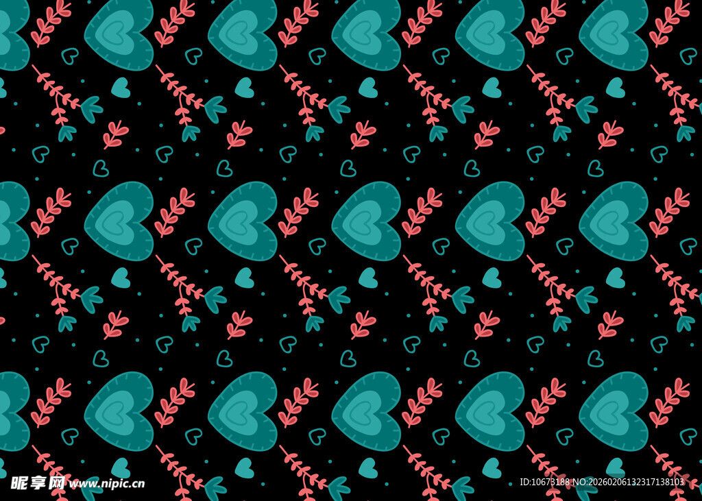 蓝绿红相间的海洋元素图案