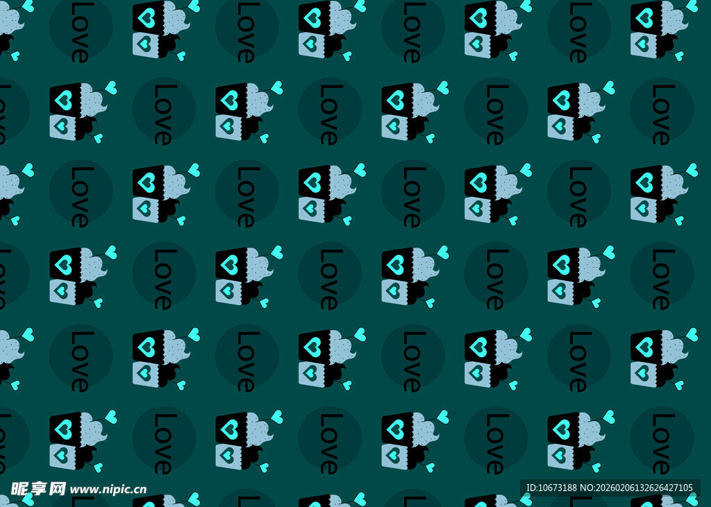 深绿底卡通图案无缝背景