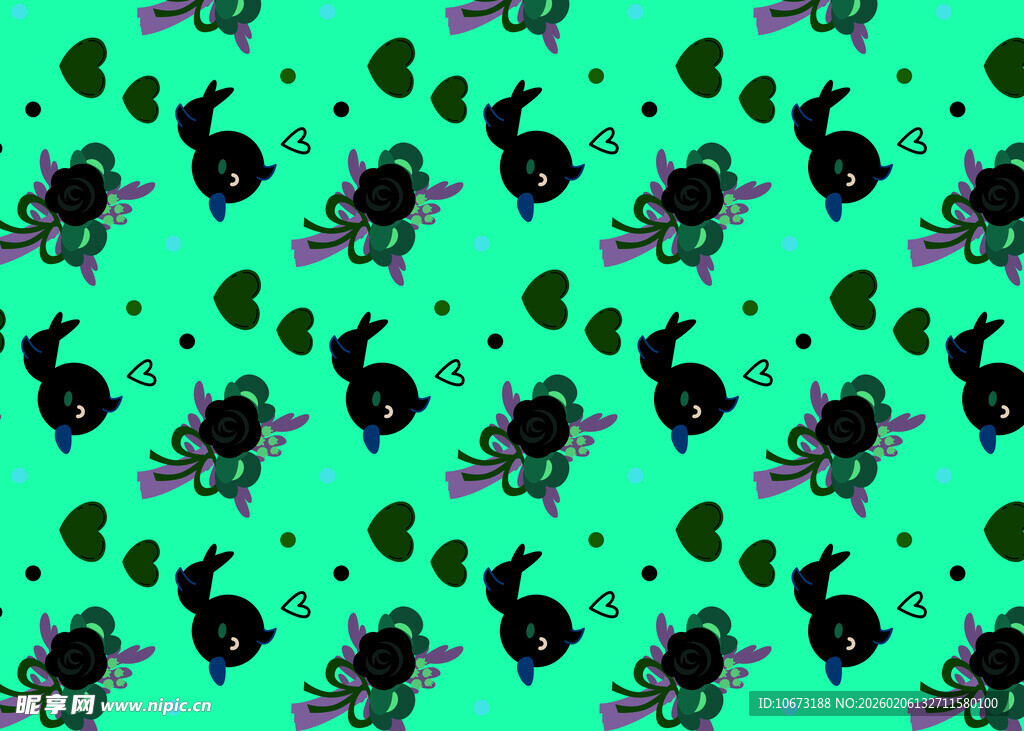 绿底黑瓢虫图案纹理