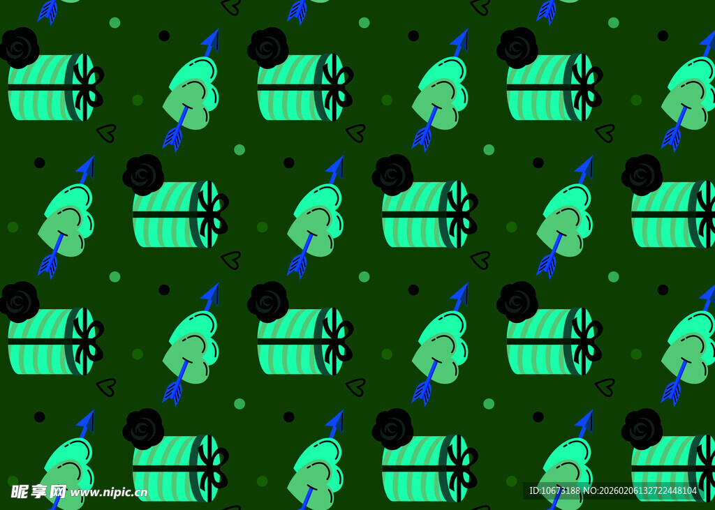 绿色卡通图案无缝背景图