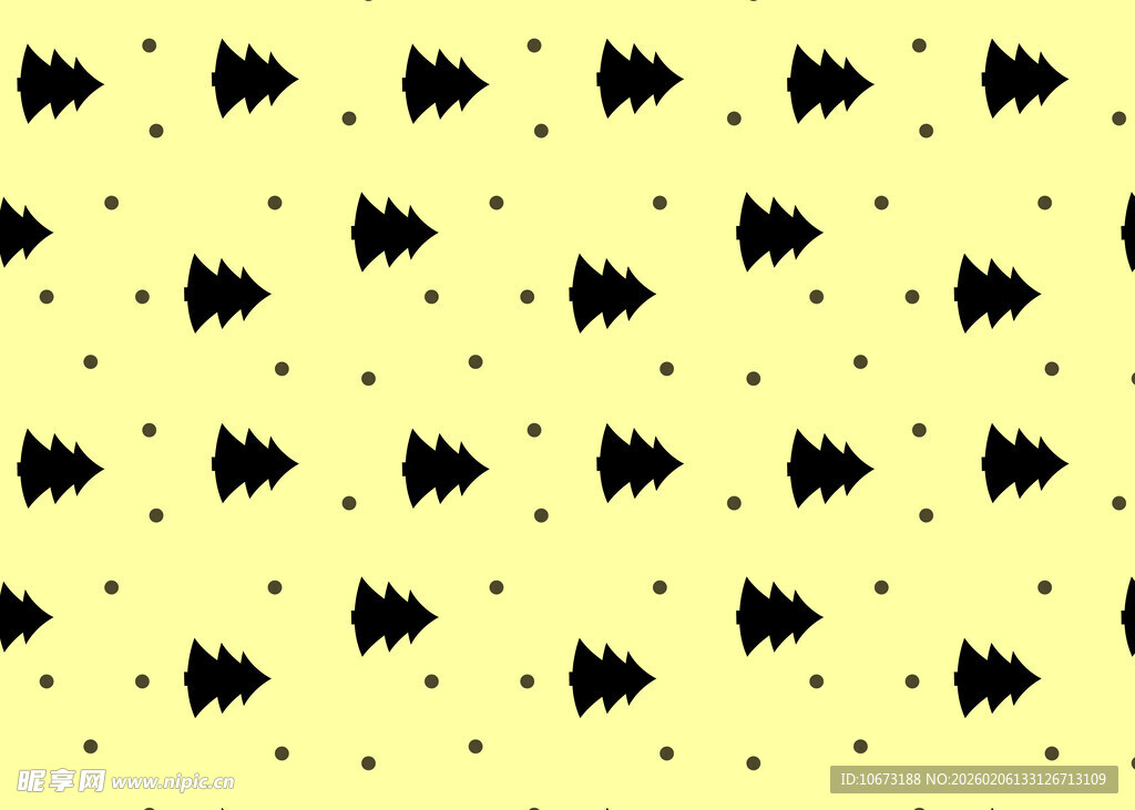 黄色底黑色小树图案背景