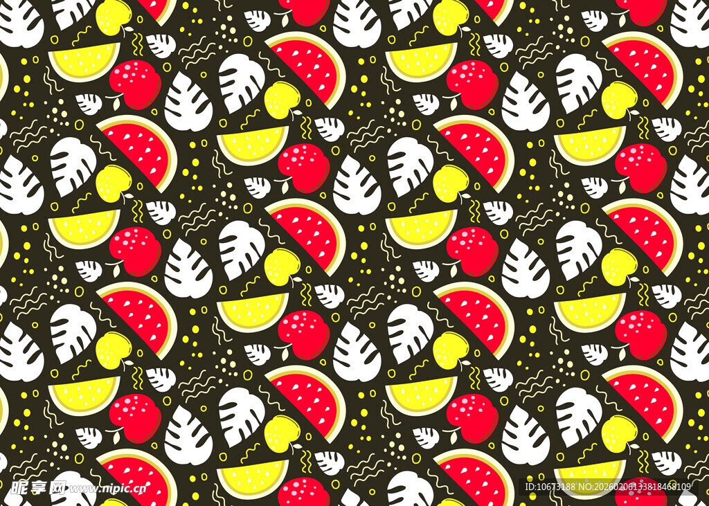 西瓜柠檬图案印花布料