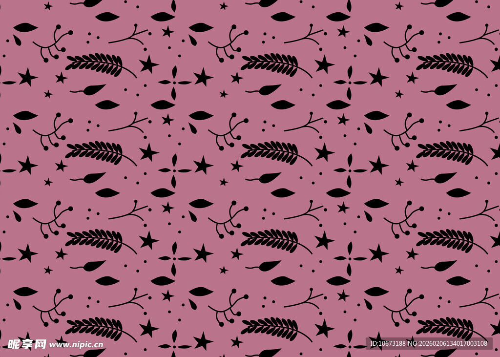 粉色底黑色图案无缝纹理