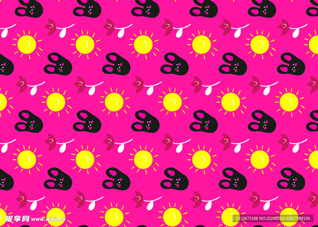 粉色背景蜜蜂雨滴图案