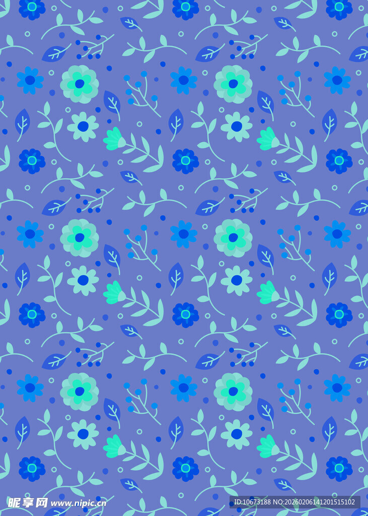 蓝色花卉图案背景纹理