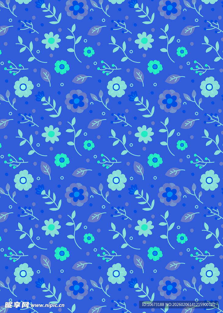 蓝色花卉图案背景花纹