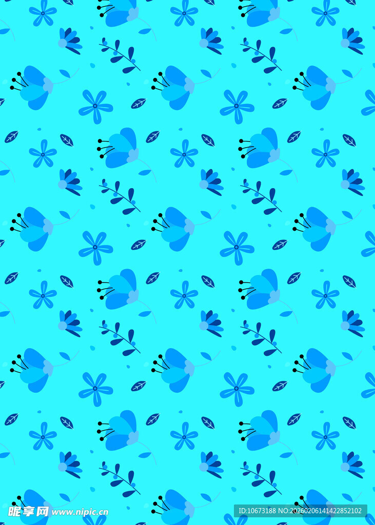 蓝色花卉图案背景纹理