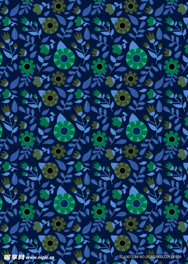 蓝绿交织的抽象几何花纹图案