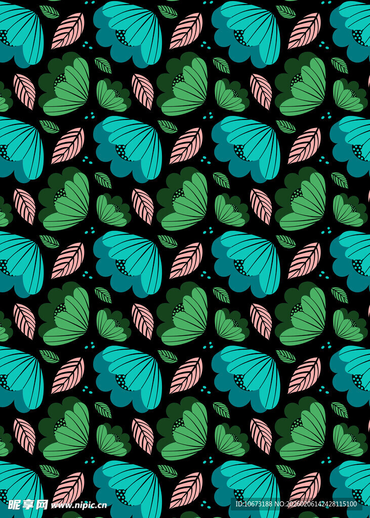 绿色蘑菇图案无缝背景