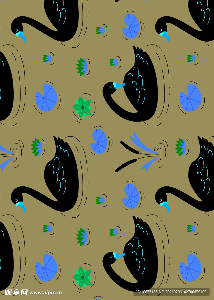 黑天鹅花卉图案背景图