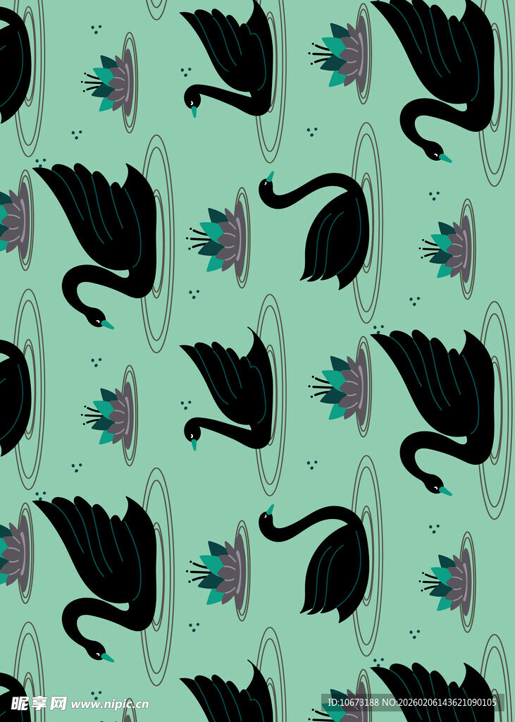 黑天鹅花卉图案背景设计