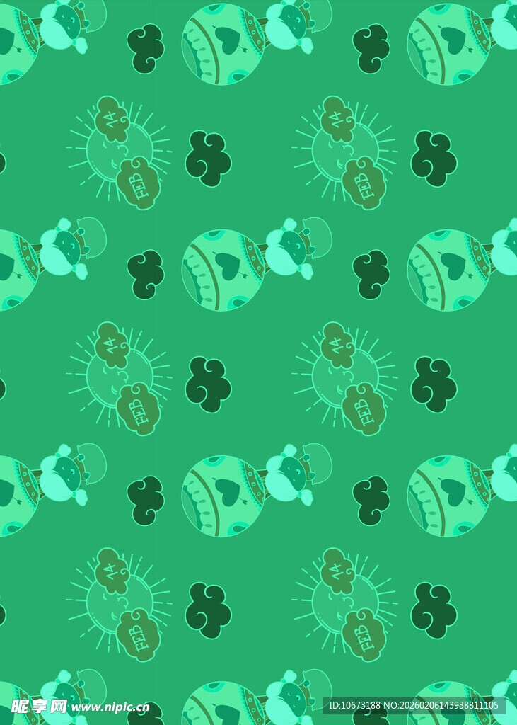绿色三叶草与金币图案背景