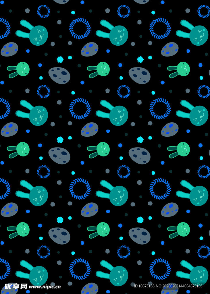 海洋生物图案无缝背景图