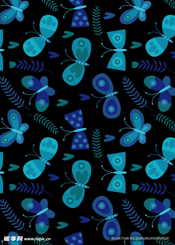 蓝紫色蝴蝶花纹图案背景