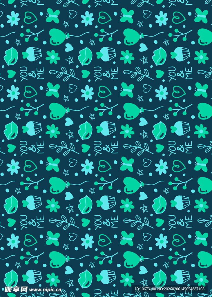 蓝绿底色多彩几何图案背景