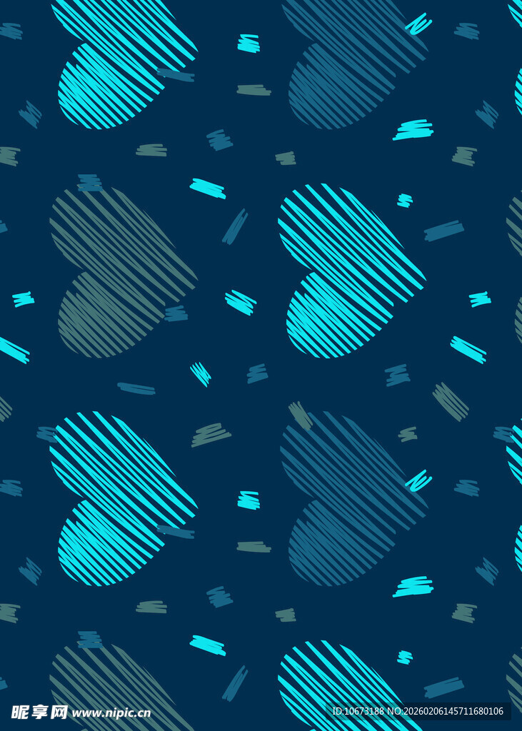 蓝底心形几何图案背景