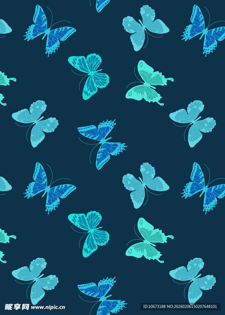 蓝绿蝴蝶图案背景纹理