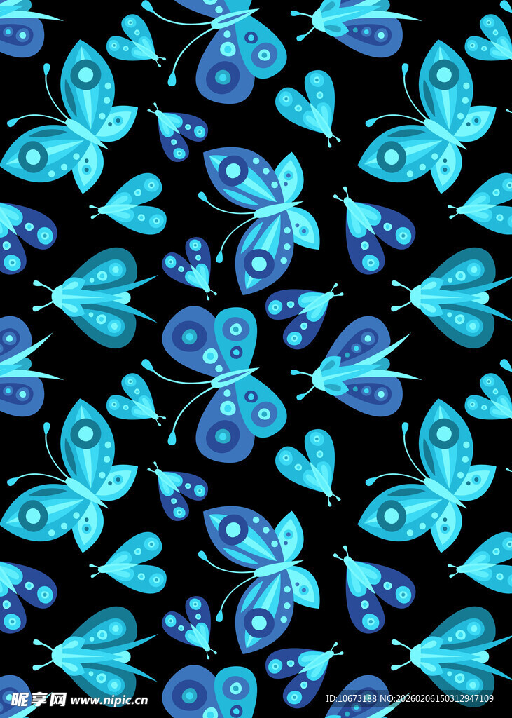 蓝色蝴蝶图案背景纹理