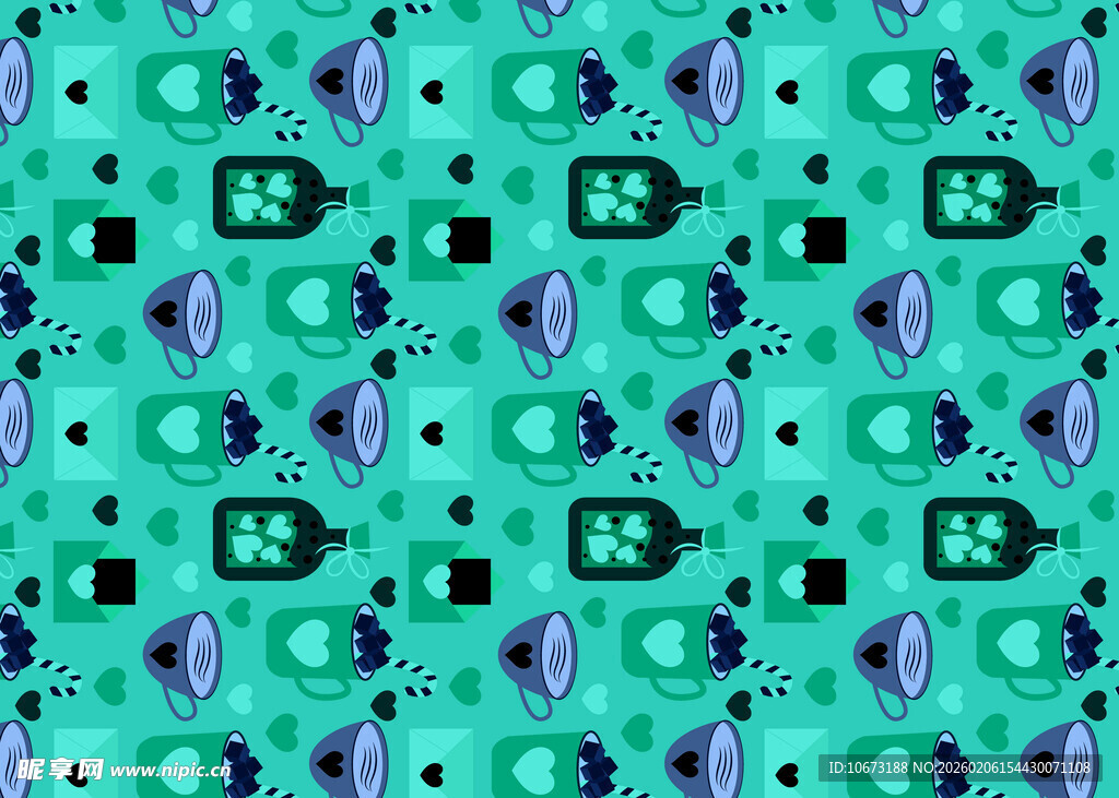 蓝绿色调几何图案背景