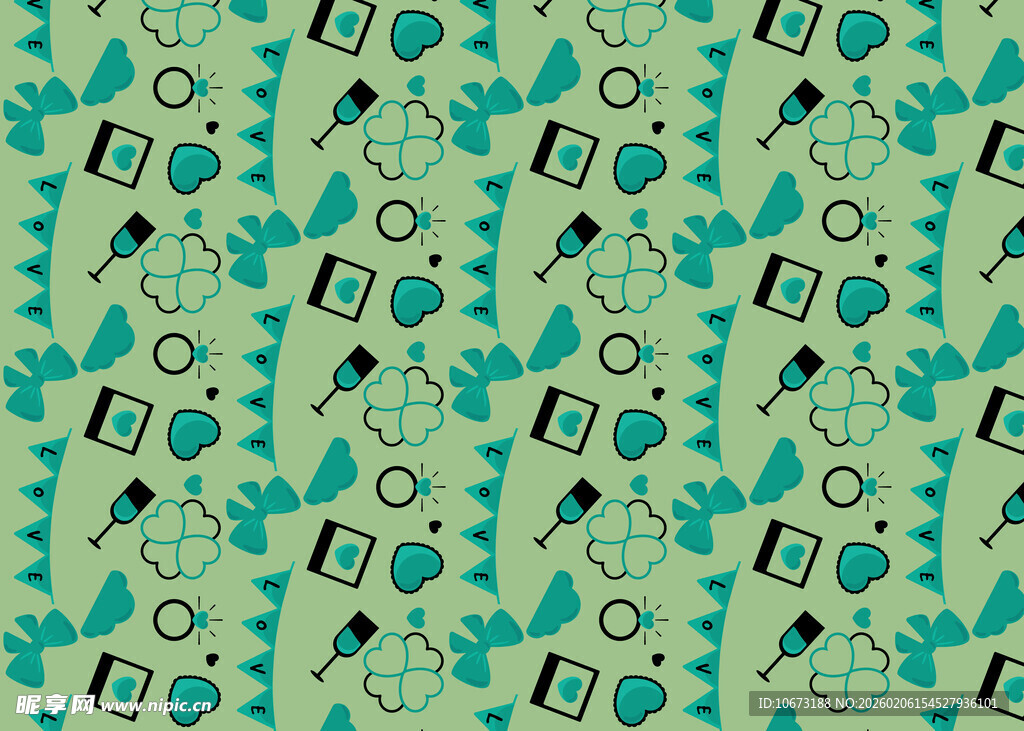 清新绿植电子元素无缝图案