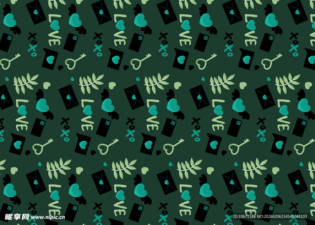 绿色底纹卡通图案背景